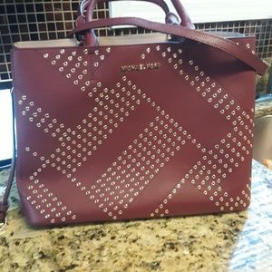 Michael's Kors Large Crossbody Maroon & Gold